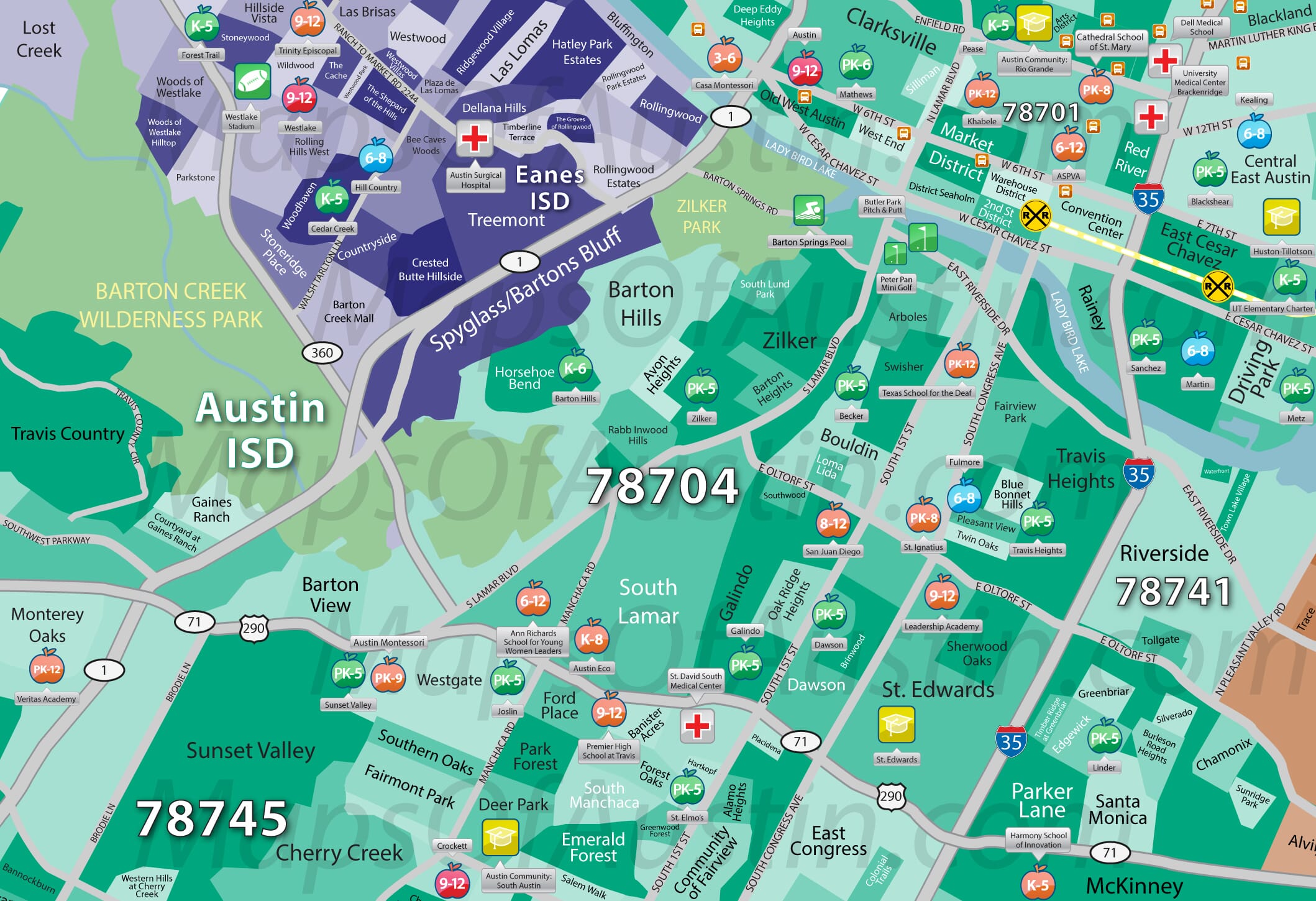 South Austin Zip Code Map   South Central 