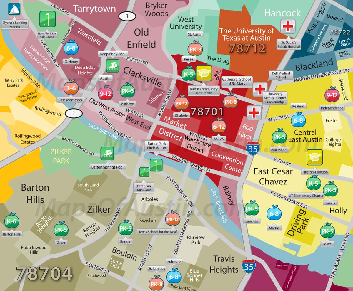 Austin Tx Street Map Tourist Map Of English - vrogue.co