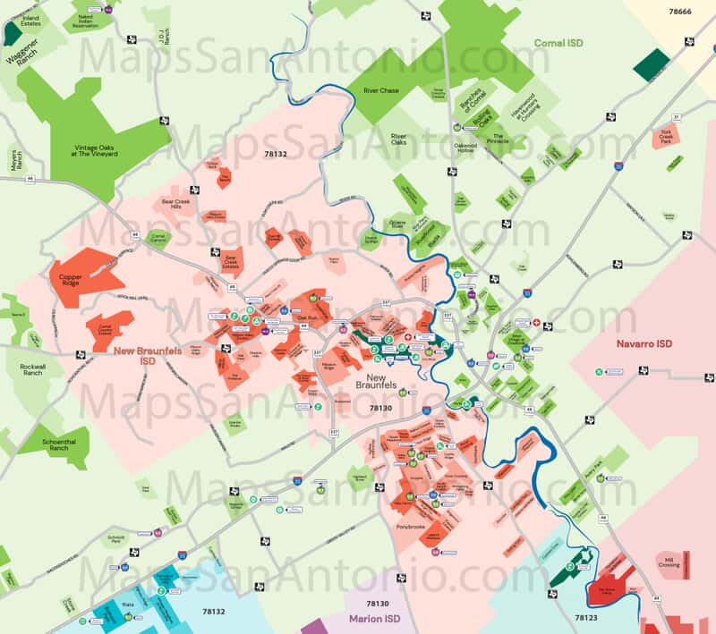 New Braunfels - Maps of San Antonio – Neighborhood Maps of San 