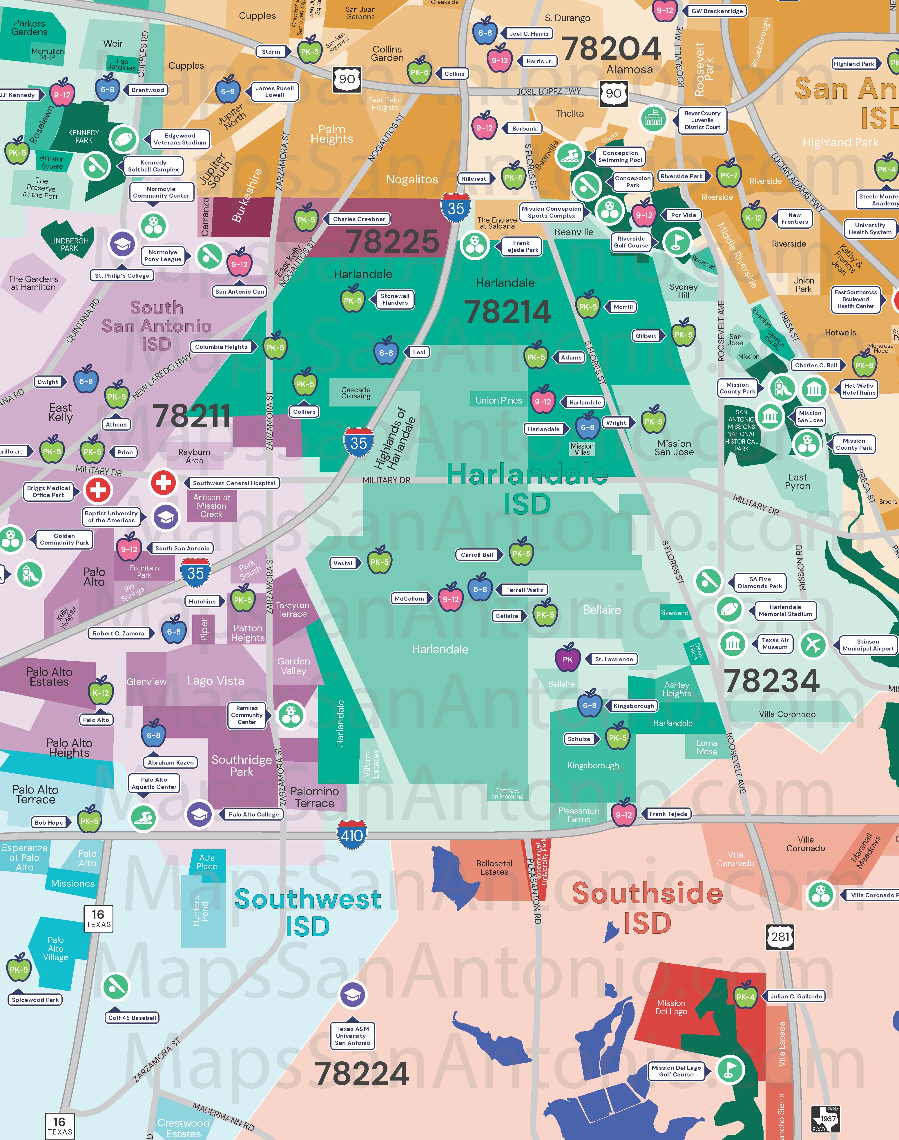 South Central - Maps of San Antonio – Neighborhood Maps of San Antonio ...