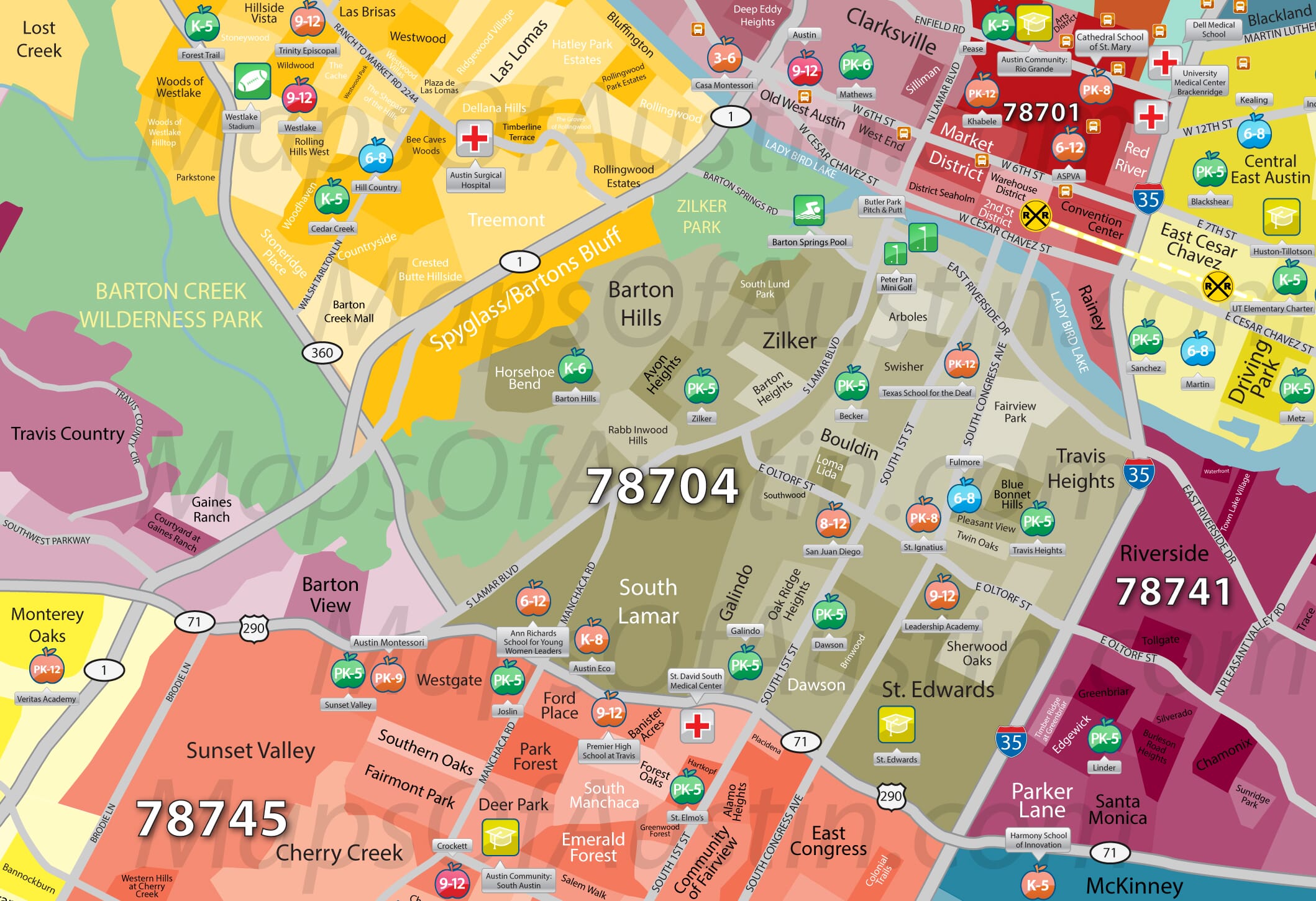 South Central Austin, TX - South Central Austin Neighborhood Map